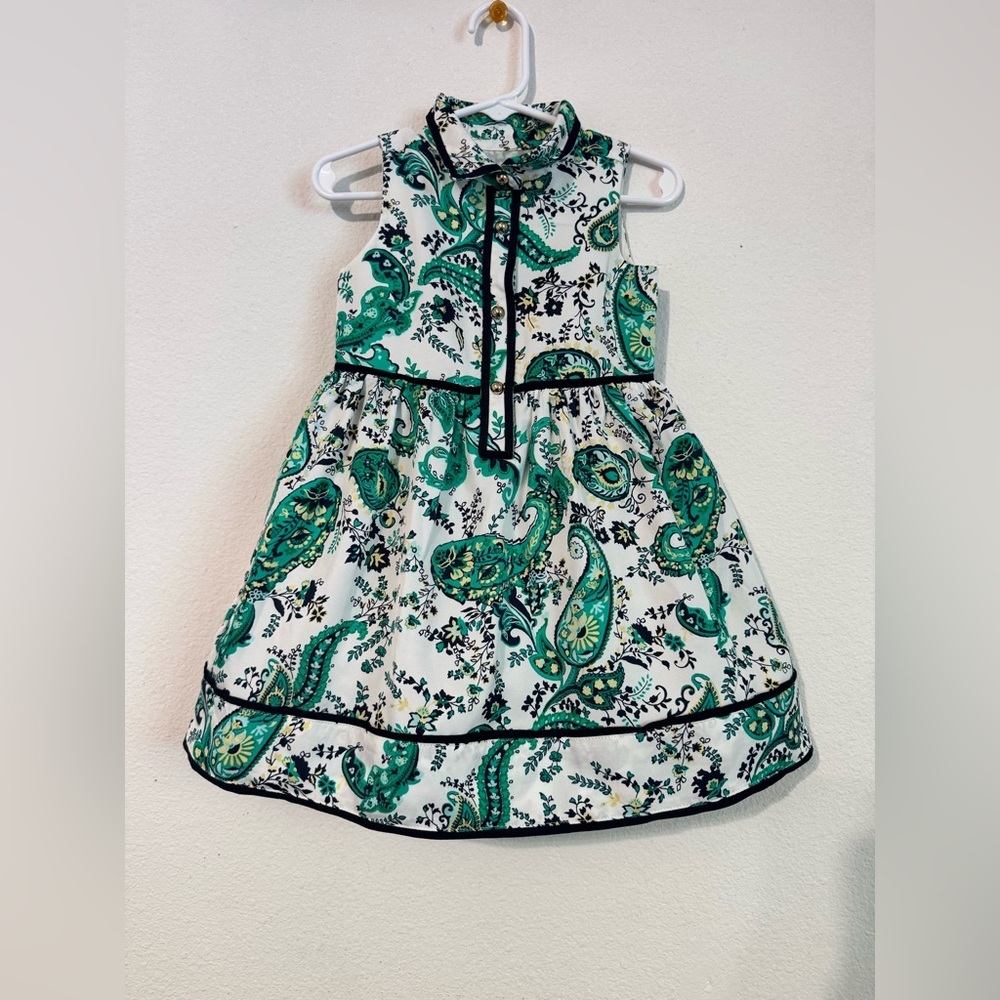 Janie and Jack 18-24 Months Baby Girl Green Floral Paisley Satin Dress - Picture 2 of 6